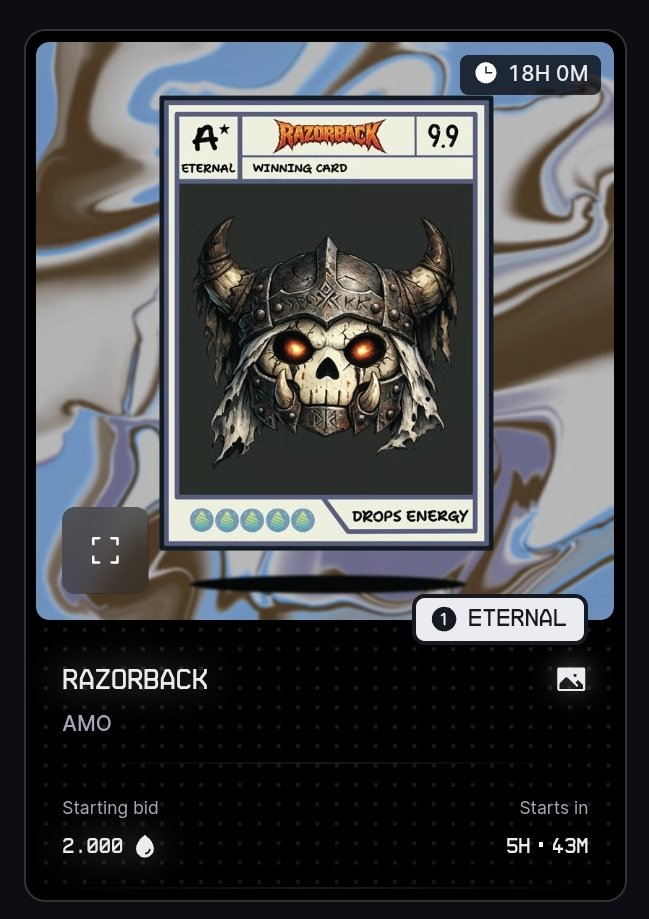 AMO_250's tweet photo. Auction Alert! 📢
"RAZORBACK" is up for grabs on @drip_haus
Current status:
A★
Winning Card
9.9
5 Drops Energy
Show your support and place your bids! Let the best collector win. 🏆💧
Bid here: https://t.co/TVmJCwJ6ef
#NFTs #DripHaus #Auction https://t.co/9LaDWN4FEW