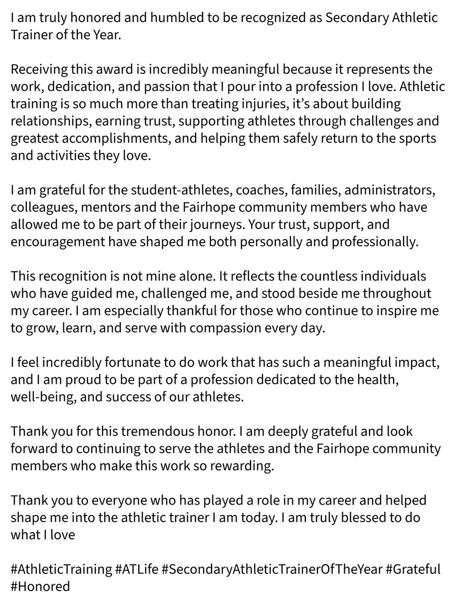 Mar27's tweet photo. 🤩🏆🤩 @ALATA_Inc @CityofFairhope @FHSPirateFball @Encore_Rehab #HonoredAthleticTrainer #AthleticTrainer https://t.co/HGtdgAsOFg
