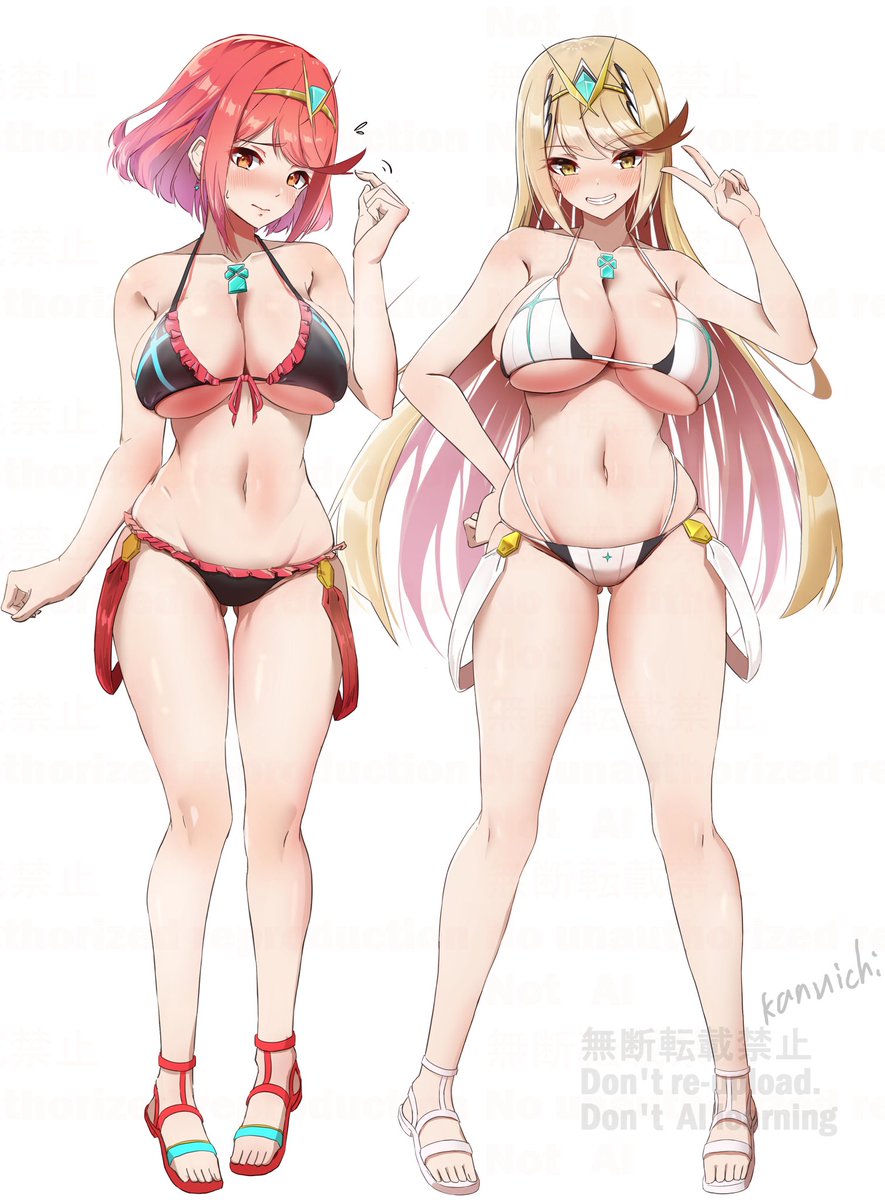 KanuitiChrom's tweet photo. まぶしい水着のホムラとヒカリ！ https://t.co/Mo446fZVhf