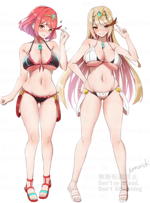 まぶしい水着のホムラとヒカリ!