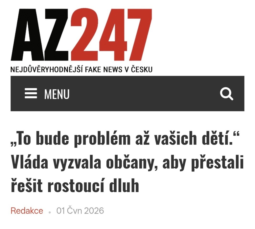 Posledniskaut's tweet photo. Ministerstvo financí v reakci na opakované dotazy ohledně výše státního dluhu uklidnilo veřejnost sdělením, že se není čeho obávat. Problémy vyplývající z nesplatitelného dluhu podle resortu připadnou až na budoucí generace.
https://t.co/lLASlYx11L https://t.co/S59yAirX0k