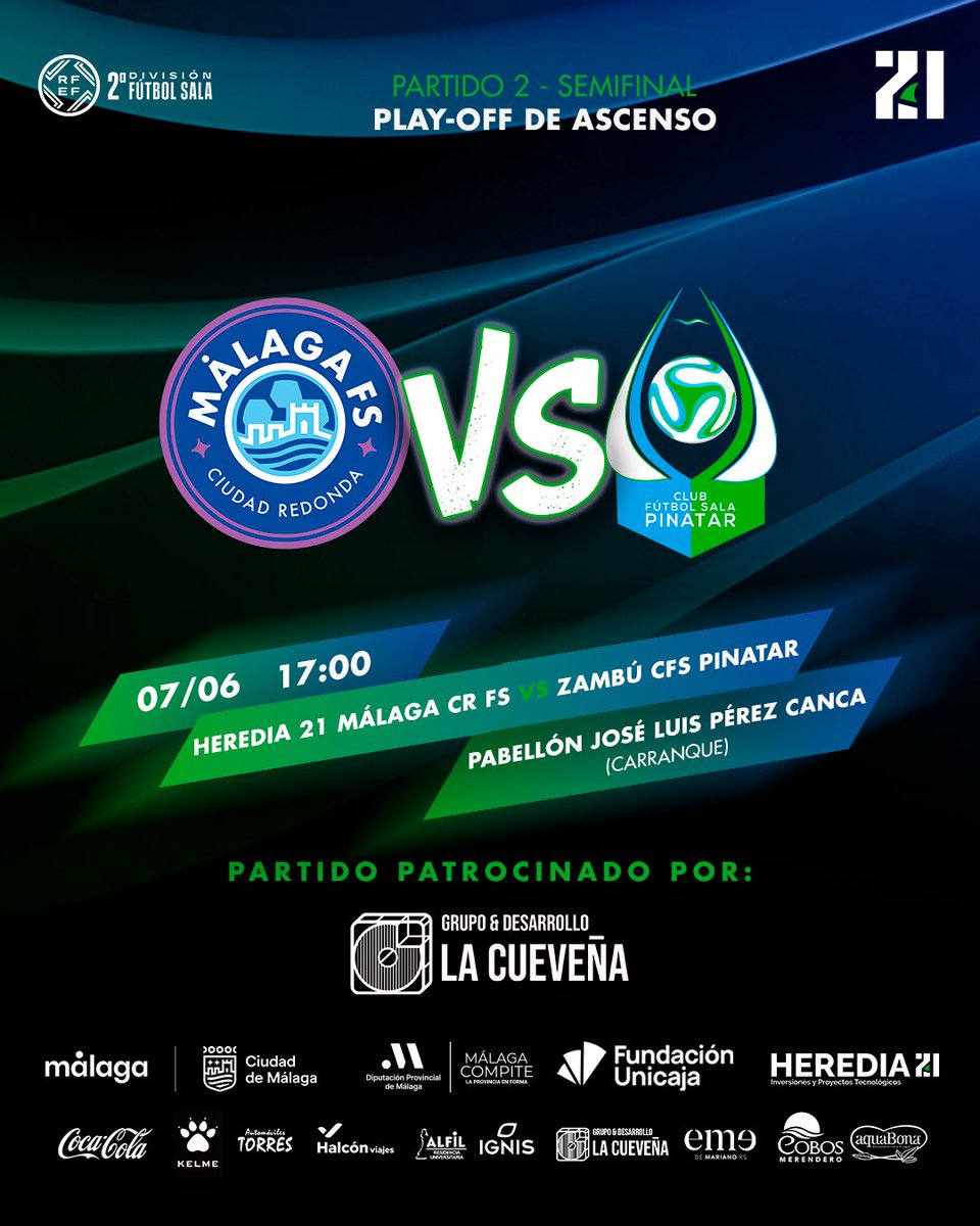 MalagaFS's tweet photo. Una contienda para imponer el fortín de #Carranque 🏰 e igualar la eliminatoria de semifinales del play-off ⚔️🛡️ https://t.co/UWfcxZvFzH