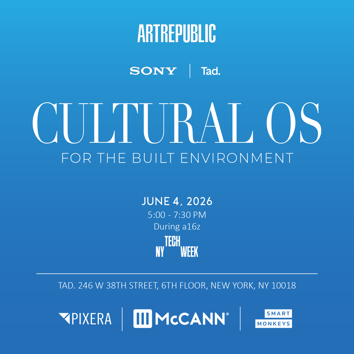 McCannSystems's tweet photo. McCann Systems is proud to sponsor Beyond Architecture: The Cultural OS of the Built Environment during #NYTechWeek.

Powered by @AVStumpfl PIXERA, this event will challenge perspectives and spark new conversations about the future of built environments.

#McCannSystems #ProAV https://t.co/lTN70AiJbG
