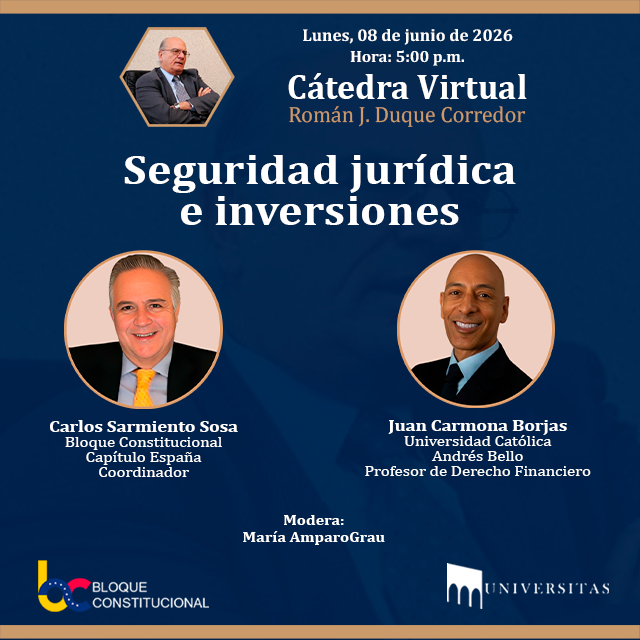Universitasf_'s tweet photo. Seguridad jurídica e inversiones

VC el #08Junio a las 05:00 PM VE

Regístrate aquí ↪ https://t.co/eLFBYfsqZv

Ponentes:
Carlos Sarmiento Sosa
Juan Carmona Borjas

Modera:
María Amparo Grau

Organizan:
@cbloquec
Universitas

¡Te esperamos! https://t.co/UvvzpIzmNh
