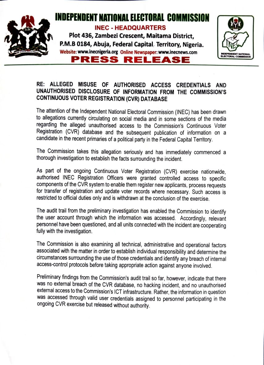 INEC Nigeria tweet media