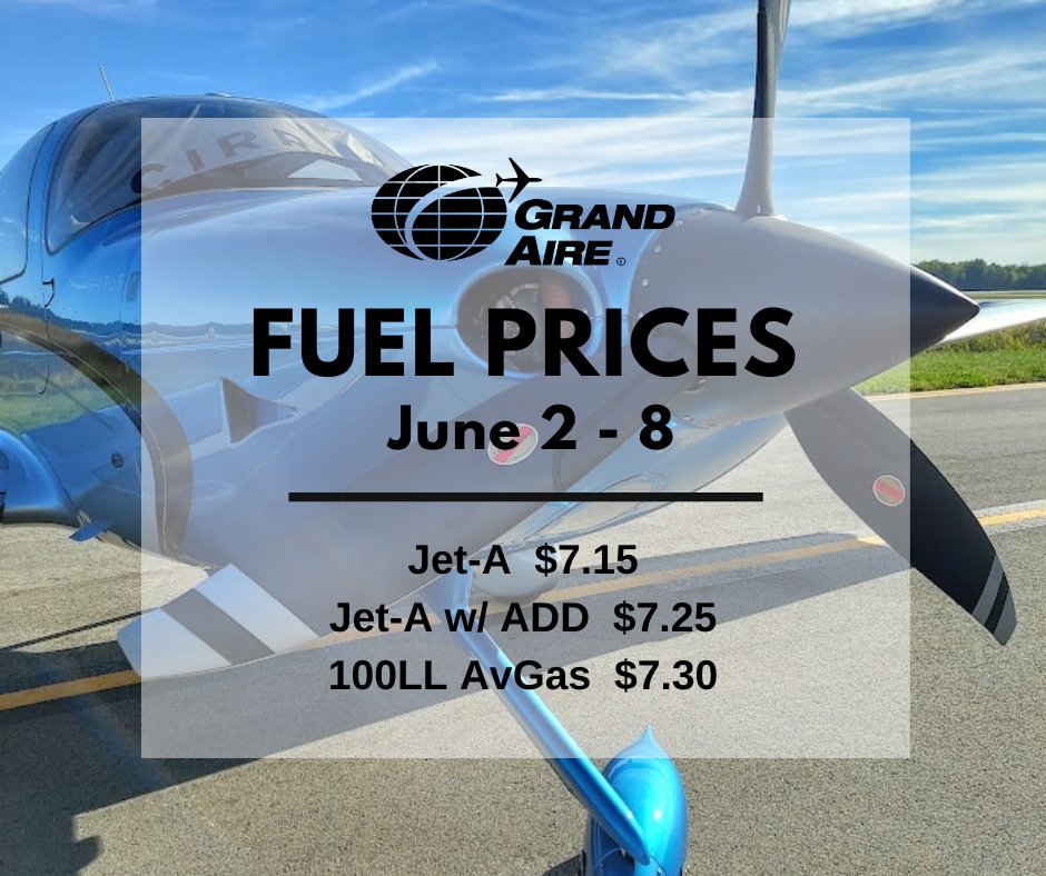 GrandAire's tweet photo. Grand Aire FBO Fuel Prices @TOLAirport ✈️⛽ #GrandFBO #fboktol #fbofuel #CAAPreferredFBO https://t.co/tTcdUytg9F