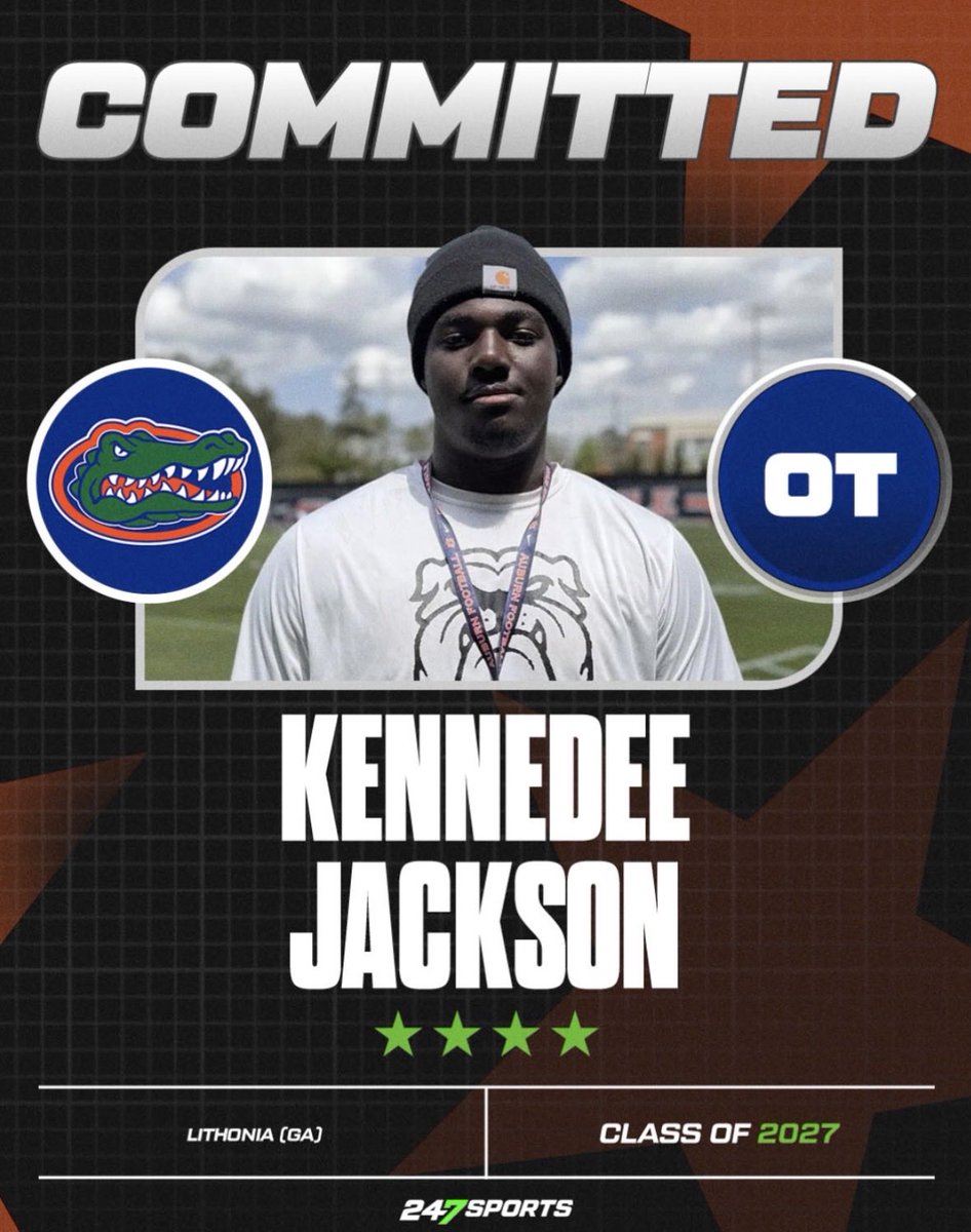 ttjharden8's tweet photo. BREAKING: 4-star OT Kennedee Jackson has committed to Florida 🐊

Jackson is a 6-foot-6, 297-pound offensive tackle at Lithonia High School in Lithonia, Georgia.

He is fresh off an official visit to Florida.

Massive pickup for the Gators.

➡️: https://t.co/TZC9Uq2zy1 https://t.co/FY7cRoSOTj