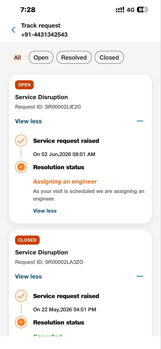 im_jaganathan's tweet photo. @JioCare  @TRAI 

Awaiting resolution for the drop in internet connect more than a month.

Jio team Following me up for the payment without resolving the issue for multiple request raised by myself.

Even I requested to close this connection, no customer care person is responding https://t.co/RbXmAA9g3Q
