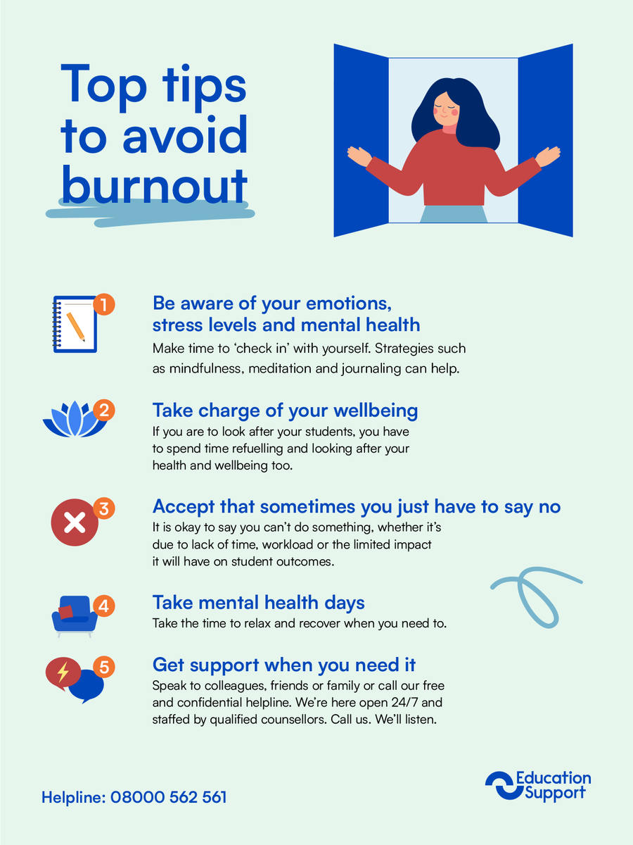 EdSupportUK's tweet photo. Burnout in education isn’t a lack of resilience. It’s a systemic reality that is often caused by long periods of stress at work. 

We’ve created a free, practical guide to help educators spot burnout and take small steps to protect their wellbeing. 

Find out more: https://t.co/A4P2TaICuO