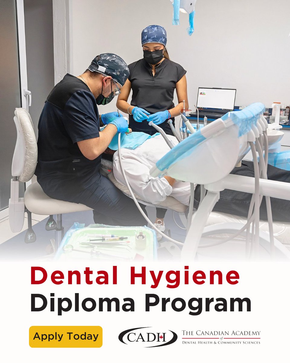 CADHCS's tweet photo. The Dental Hygiene Diploma Program at the Canadian Academy of Dental Health &amp; Community Sciences supports learning through supervised practice. 🔗 https://t.co/DitrGVpeAz

Approved as a vocational program under the Ontario Career Colleges Act, 2005. https://t.co/44Z11VF29L