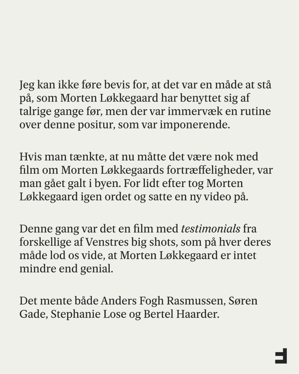 frihedsbrevet's tweet photo. Hvordan gik det, da Morten Løkkegaard – af nogle kendt som "Mister Milano" – holdt sit 15-års jubilæum på Christiansborg? Og skal der virkelig kun gå fem år, efter at man har holdt 10-års jubilæum, før man skal fejres igen?

Det kan du læse om i denne uges stuegang fra Mads Brügger, der også har været forbi en afskedsreception hos Enhedslisten og begivenheden "Velfærdens Talent 100". 

Læs hele reportagen via linket i kommentarsporet.
