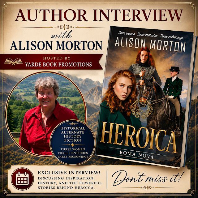 authorrochelle's tweet photo. Yarde Book Promotions
@maryanneyarde
I’m delighted to be joined by author Alison Morton to discuss her fabulous new novel - HEROICA: Three Women, Three Centuries, Three Reckonings.
https://t.co/FqSMPbwGxd
#AuthorInterview #RomaNova #AlternativeHistory
@alison_morton https://t.co/hYdkN7MLAD