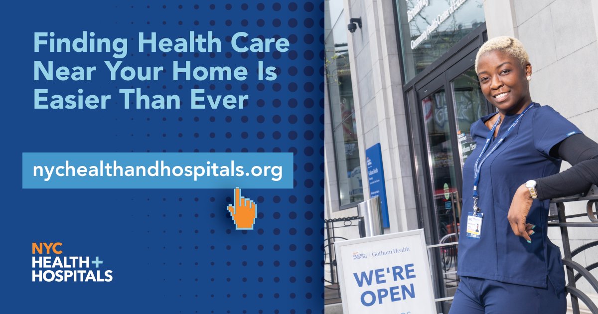 NYCHealthSystem's tweet photo. NYC Health + Hospitals is the largest municipal health care system in the US.

We provide essential inpatient, outpatient, and home-based services to more than one million New Yorkers every year in more than 70 locations across the city’s five boroughs. Find a doctor who fits your needs: https://t.co/jkE7WyygI1.