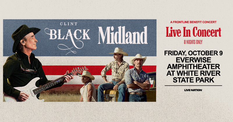 EverwiseAmpWRSP's tweet photo. JUST ANNOUNCED! Clint Black &amp; Midland - Live In Concert: A Frontline Benefit Concert at Everwise Amphitheater on Friday, October 9!
 
🎫 Join Live Nation All Access today and presale access will unlock for you at 10AM on Thursday, June 4:  https://t.co/4AZ0uJsEZL https://t.co/8nuZf9u61v