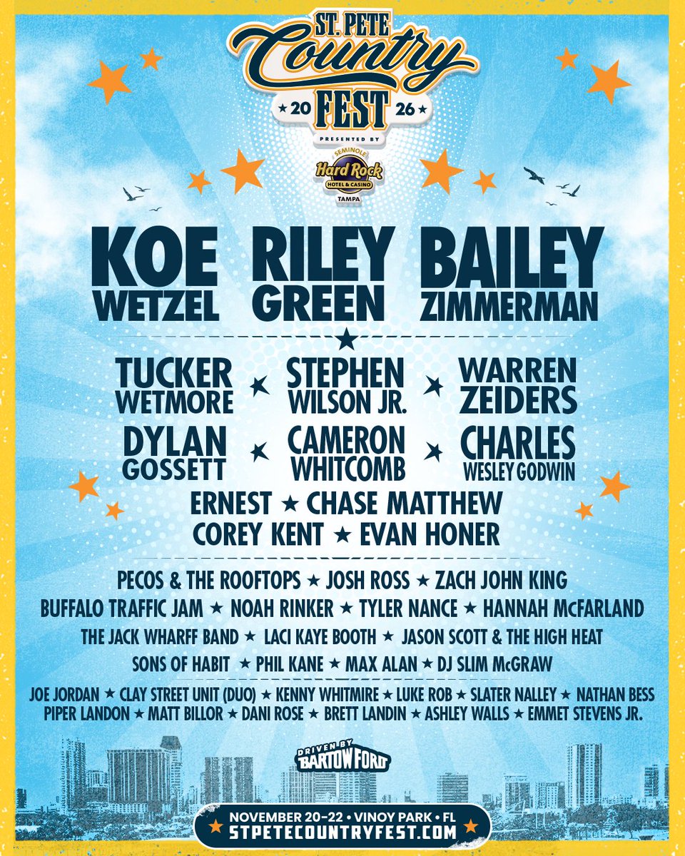 StPeteFest's tweet photo. Tag Yourself! 😉

We're still feeling so blessed to have SOLD OUT Year 1 of St. Pete Country Fest, &amp; we're already on track for a Sold Out Year 2! 🤯

With 40+ Country Superstars, Rising Stars, &amp; Hometown Favorites, you won't want to miss this party.

🤠🎫 https://t.co/Mcau8tAqeH https://t.co/aHTnmXrnIv