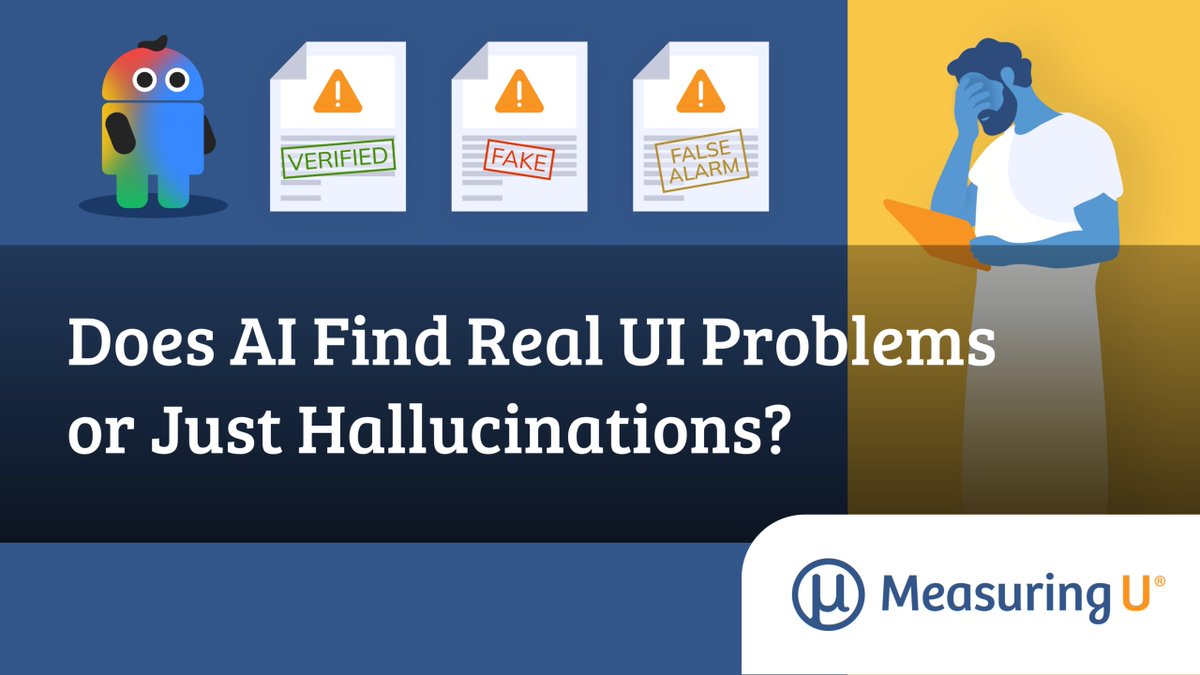 MeasuringU's tweet photo. AI products like ChatGPT and Gemini can add value to #UX reviews of videos from #usability tests, but they are more like junior researchers, whose actions and conclusions require expert human oversight. https://t.co/wxqtKZCOOA https://t.co/Eq7XZbSn50