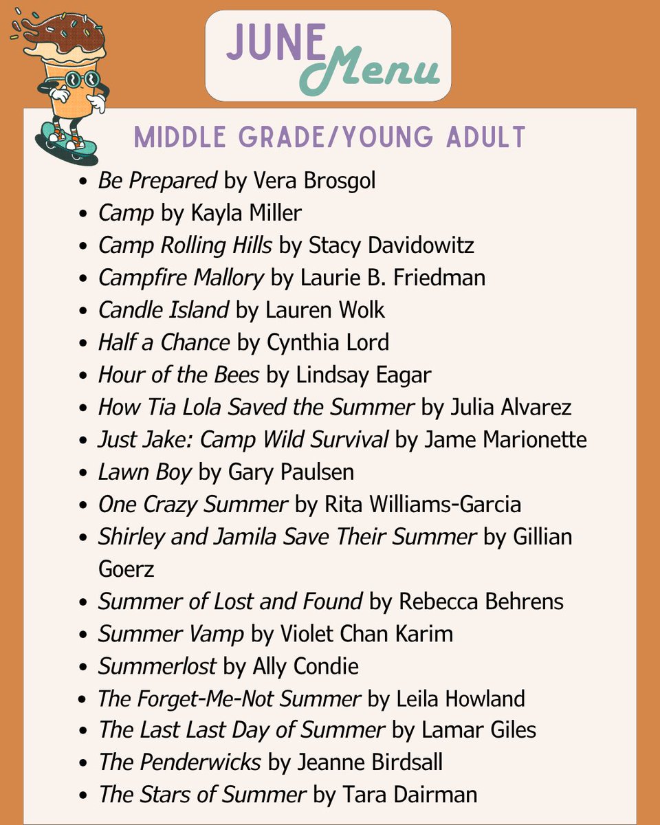 MassBook's tweet photo. It's the first month of our new Student Reading Challenge cycle! Join us as we kick off summer reading with "A book that takes place during summer." Swipe for some great recommendations and Happy Summer Reading! https://t.co/Bt7owrvP3a