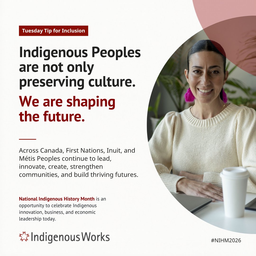 IndigenousWorks's tweet photo. National Indigenous History Month is also an opportunity to recognize Indigenous contributions today.

Who is an Indigenous leader, creator, entrepreneur, or organization that has inspired you recently?

#NIHM2026 #FirstNations #Inuit #MétisNation https://t.co/8EorOjFdHe