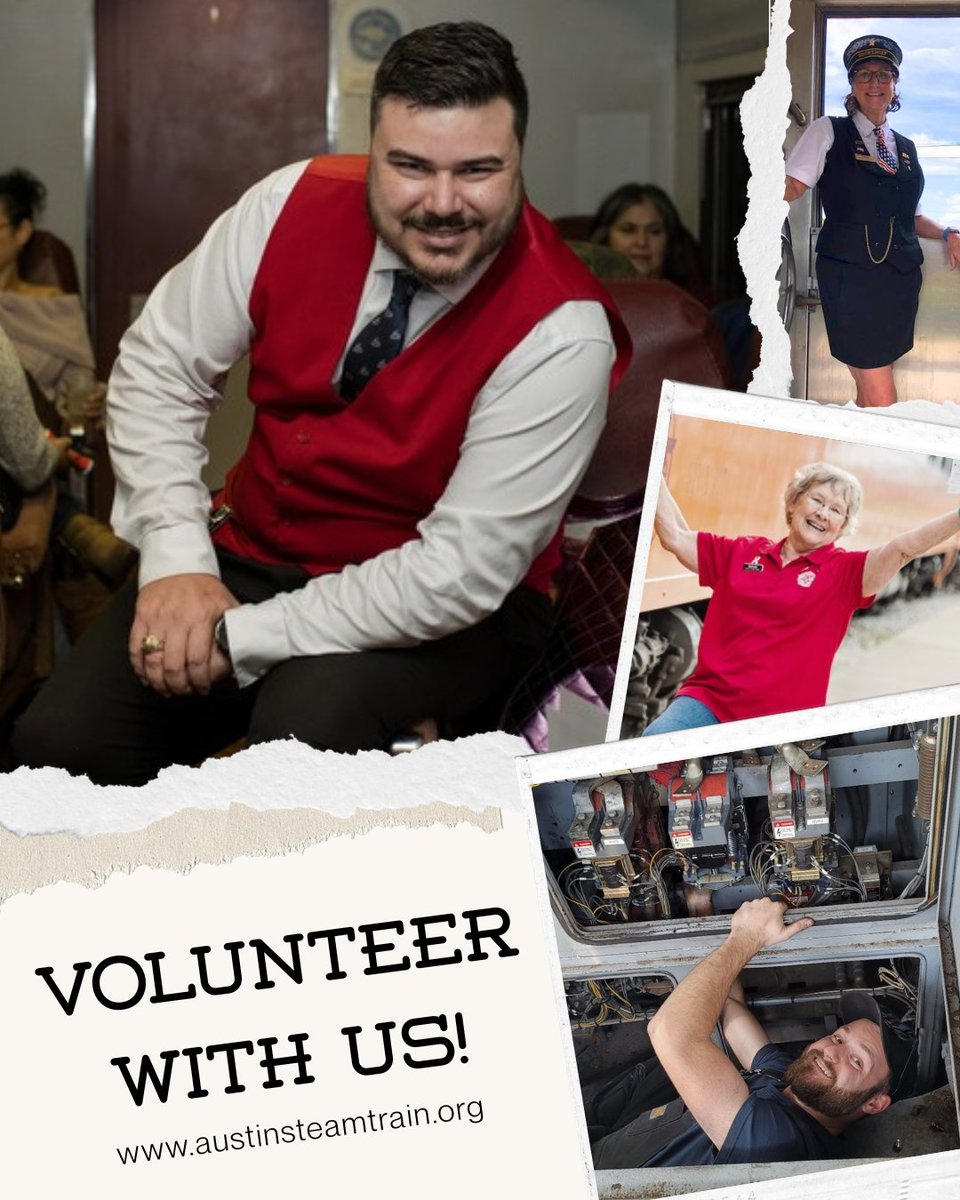 AustinSteam's tweet photo. Do you like train as much as we do? Consider getting involved! 👀🚂

Whether is out on the rails, or in our train yard, ASTA has a place for you!

Get in touch here: https://t.co/sSWZKFWA2P

#HillCountryFlyer  #austinsteamtrain #volunteeraustin #volunteer #CedarParkDepot https://t.co/18hWucJ7SG