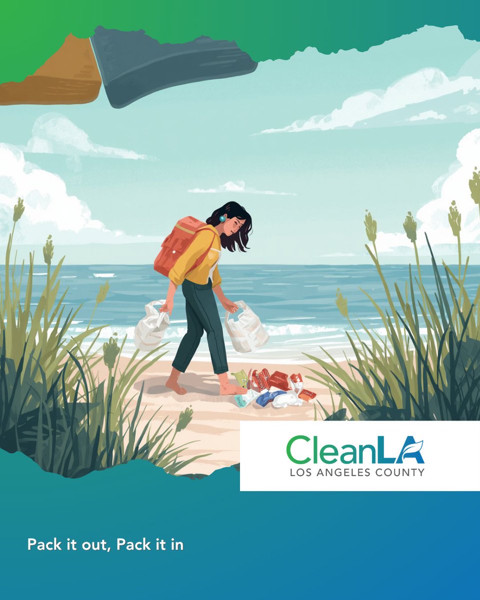 CleanLA's tweet photo. 🏞️ Summer beach and park days are here! Don’t leave your snack wrappers behind. Pack it in, pack it out. Help keep our beaches, trails, and picnic spots clean by disposing of waste properly and recycling when possible. ♻️

Learn more at https://t.co/Ik2KZUTtxR. https://t.co/v9l0xZP4QO