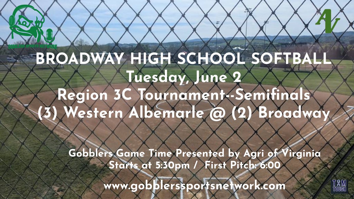 GobblersNetwork's tweet photo. IT'S GAME DAY!  The Gobblers are back at home this evening hosting Western Albemarle in the Region 3C Semifinals.
🥎 (2) @GobblerSoftball vs. (3) Western Albemarle
⌚️ Gobblers Game Time Presented by Agri of Virginia starts at 5:30 / First Pitch: 6:00
🎧 https://t.co/AYOmVlZ1jG https://t.co/7u7ZXsIV2L