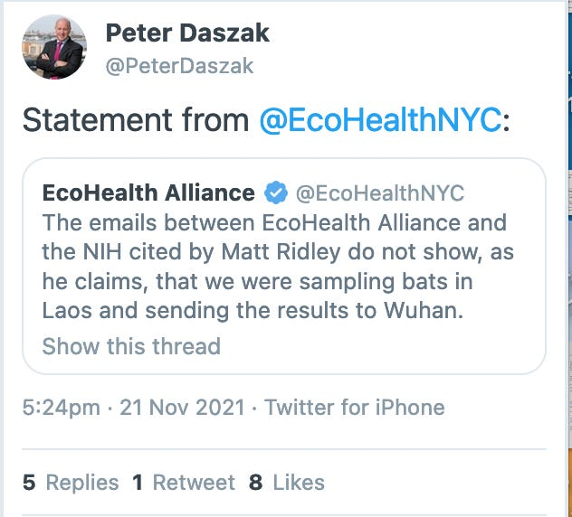 EMM_386's tweet photo. @MonaRahalkar They didn't guess. They "speculated".  

That's more scientific.😅

Daszak has said they never sampled Laos and sent to Wuhan.

@breakfast_dogs https://t.co/DufEwHeicr