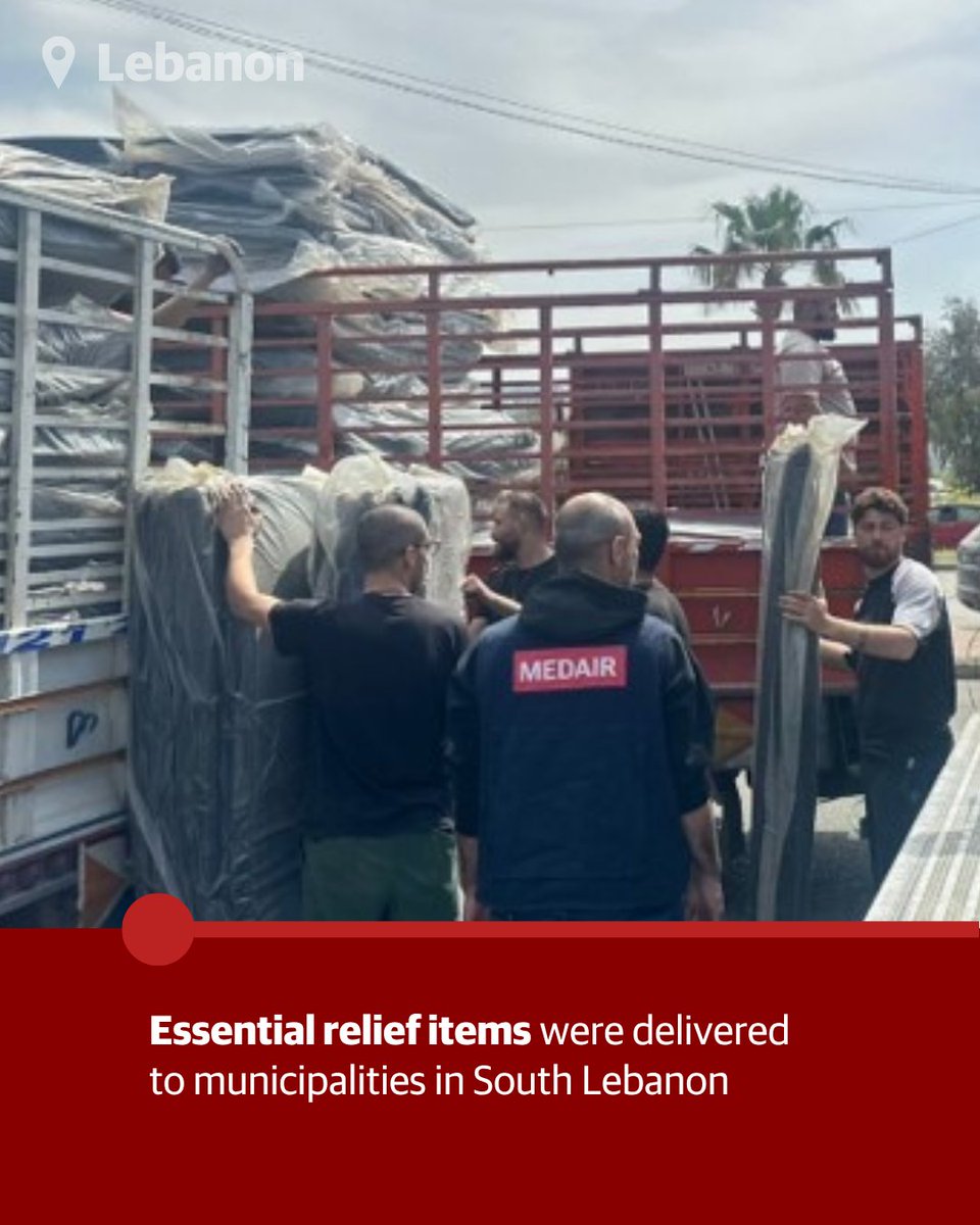 MedairInt's tweet photo. Essential relief items like blankets, mattresses, sleeping matts, kitchen sets and solar lamps reached municipalities in South Lebanon, supporting people who were forcibly displaced by hostilities to meet their most urgent needs.  Funded by @UNHCRLebanon and implemented by Medair https://t.co/lUrLkyjAhc