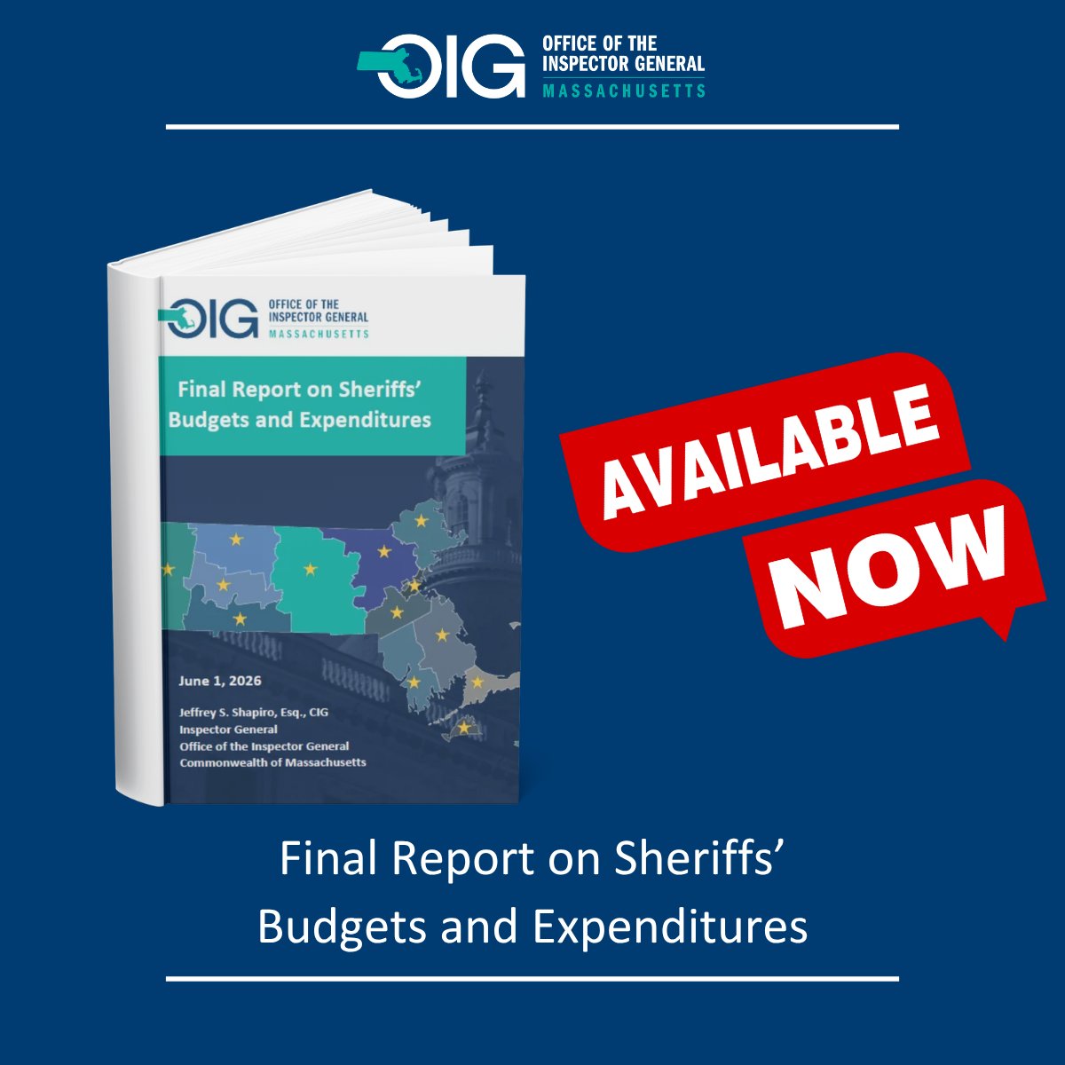MassOIG's tweet photo. The OIG released its Final Report on Sheriffs' Budgets and Expenditures. To read the report, visit here: https://t.co/WpGEoJPIuJ https://t.co/HRF70asePO