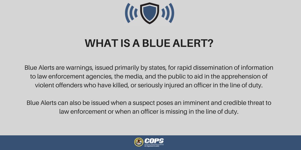 COPSOffice's tweet photo. #DidYouKnow: The COPS Office provides resources and technical assistance to states, law enforcement agencies and other stakeholders seeking to establish or enhance Blue Alert plans. Learn more here: https://t.co/iRjZ0kmlG2 https://t.co/Dla653Q0Ve
