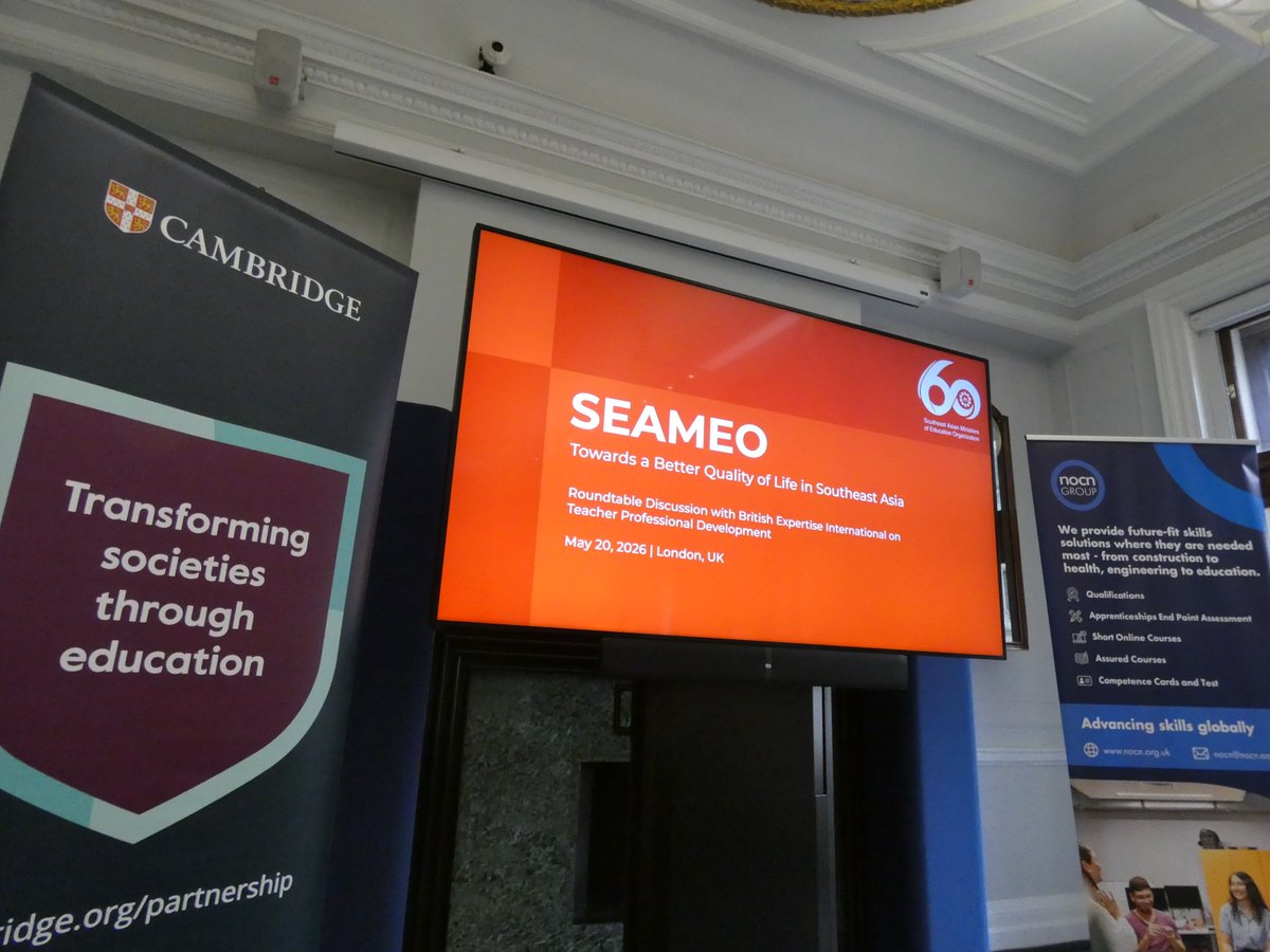 britexpertise's tweet photo. As part of our activities surrounding the Education World Forum, it was excellent to host a roundtable discussion with @SEAMEO_S, hosted in partnership with BEI members @NOCNGroup  and @CambridgeUP. https://t.co/VZaldLnoaw
