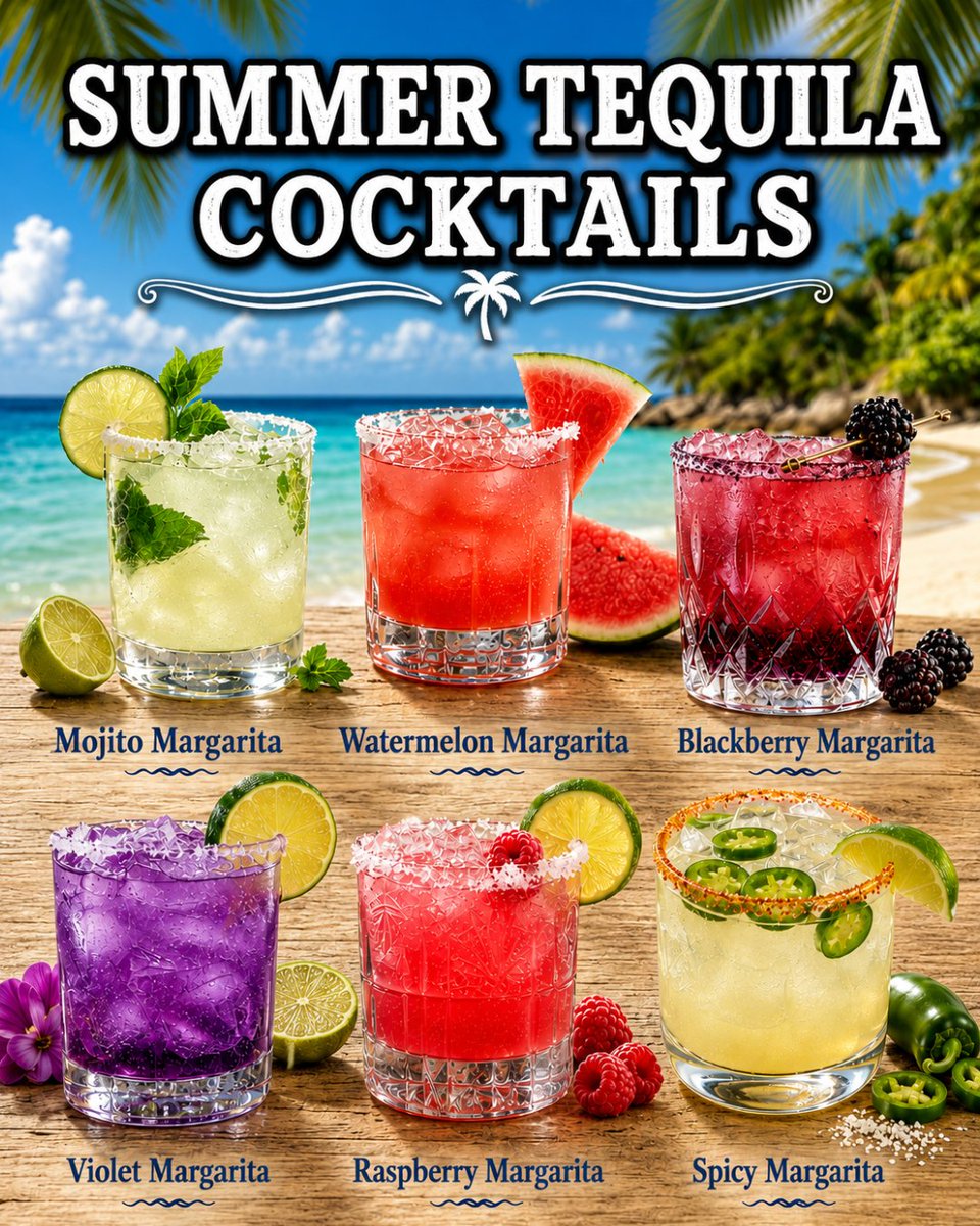 mybartender_com's tweet photo. These Summer tequila cocktails were made for hot summer days 🌴🍋 https://t.co/0SjtsPLIIx https://t.co/k13Rhqv98r