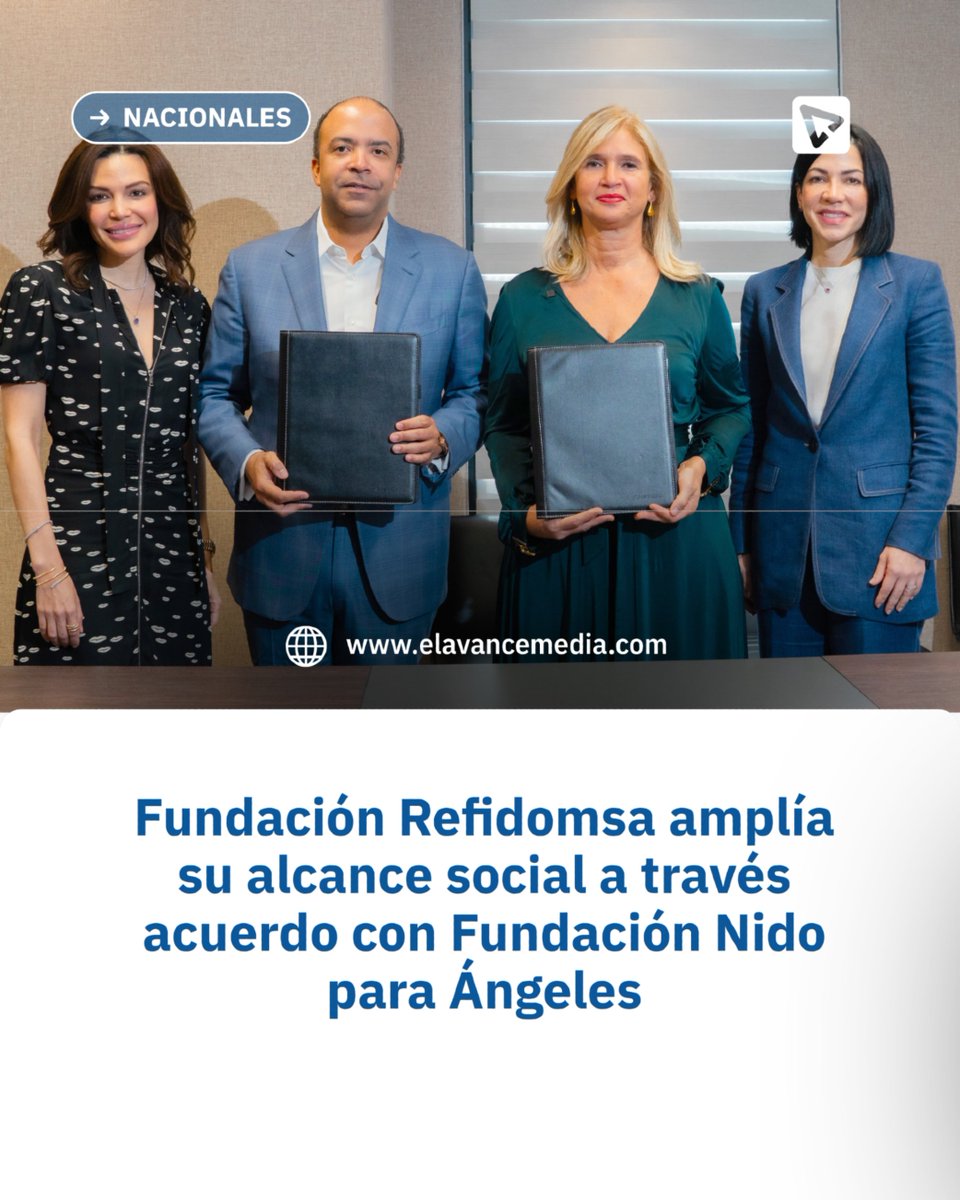 elavancemedia's tweet photo. Fundación Refidomsa y Nido para Ángeles firman acuerdo para apoyar a 30 niños con parálisis cerebral. Refidomsa aportará RD$1.6 millones para transporte y materiales médicos en el período 2026-2027.

#Refidomsa #NidoParaAngeles #RSE #elavancemedia https://t.co/rgbcSqNgDf