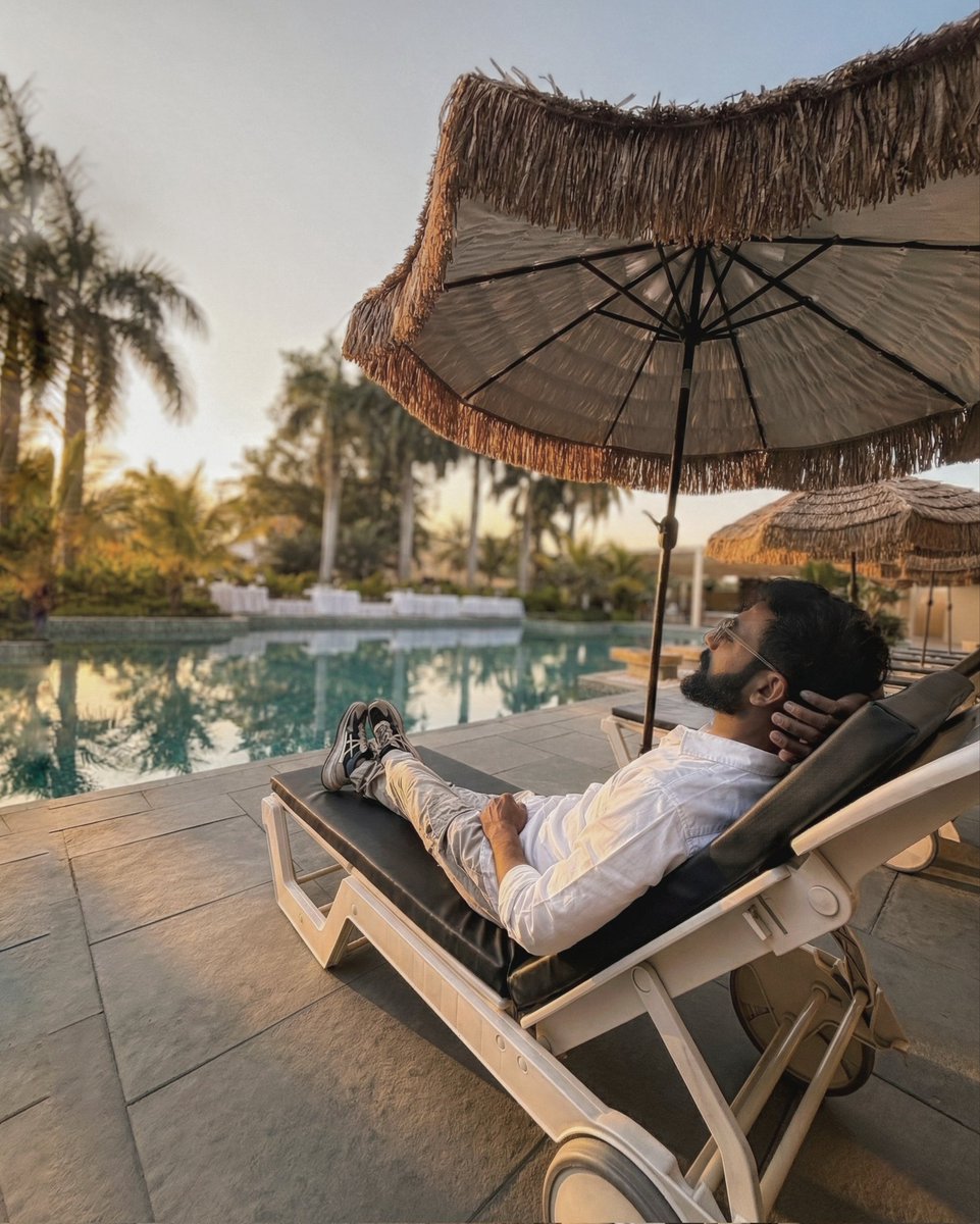 vj_rajgor's tweet photo. Lost in the quiet rhythm, right where the sun leaves its last golden line... ✨🏖️😎🍻 

••• 

#vj_rajgor #surat #dumas #vibs #resort https://t.co/Y6OwqnrFAC