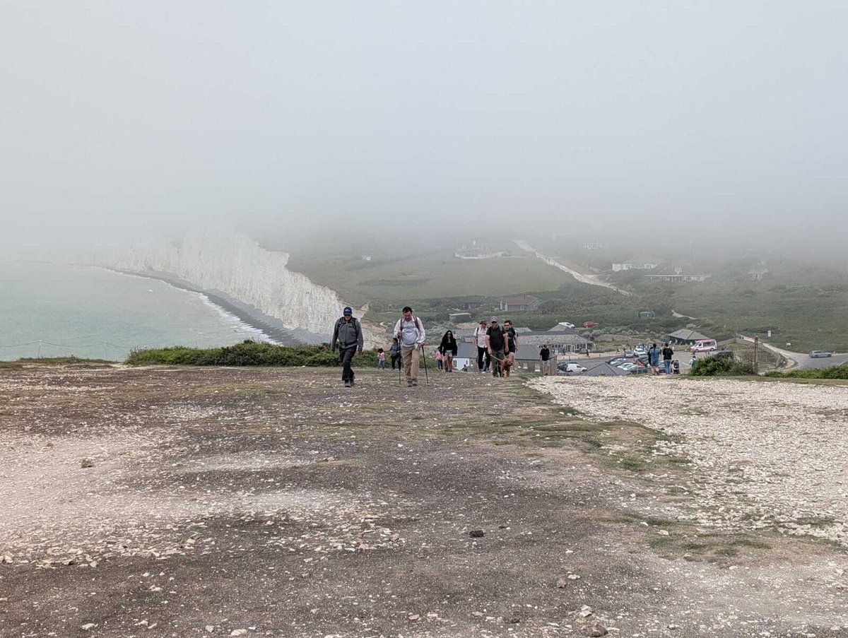 RampionVC's tweet photo. Your Friendly Neighbourhood Offshore Wind Farm™ team hiked along the Seven Sisters at the weekend. These are just some of the women &amp; men that operate and maintain Rampion, The World's Greatest Offshore Wind Farm™ https://t.co/I6nTj1dooj