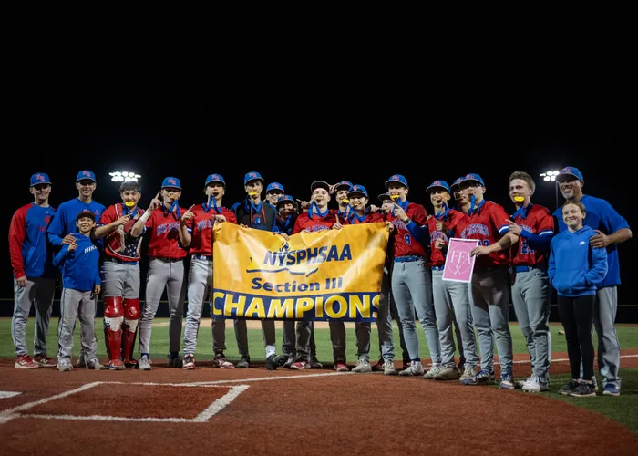 AJPicenteJr's tweet photo. Congratulations to the #NewHartford and #NotreDame baseball teams on winning their respective #SectionIII championships.

New Hartford took the Class A crown with a 12-0 win over Cortland and Notre Dame claimed the Class B title beating Bishop Ludden-Grimes 8-3.

There is a special #OneidaCounty connection to these teams as well, as District Attorney Todd Carville is the head coach of Notre Dame and Youth Bureau Director Kevin Green is the head coach of New Hartford. Great jobs guys!

Photo Credits: Observer-Dispatch