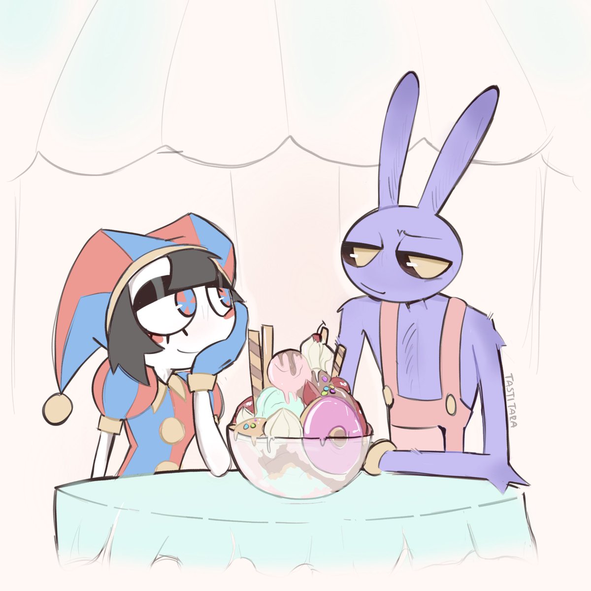 Tastitara's tweet photo. They are so inlove 
#funnybunny #tadc #theamazingdigitalcircus https://t.co/bu8Jd2347d