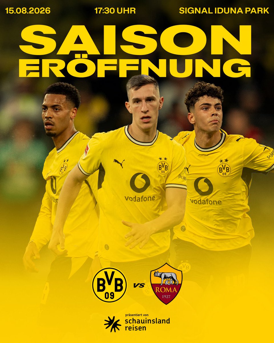 09BVBTurkiye's tweet photo. Borussia Dortmund - AS Roma 

15.08.2026 

#BVB https://t.co/snEtDkqniY