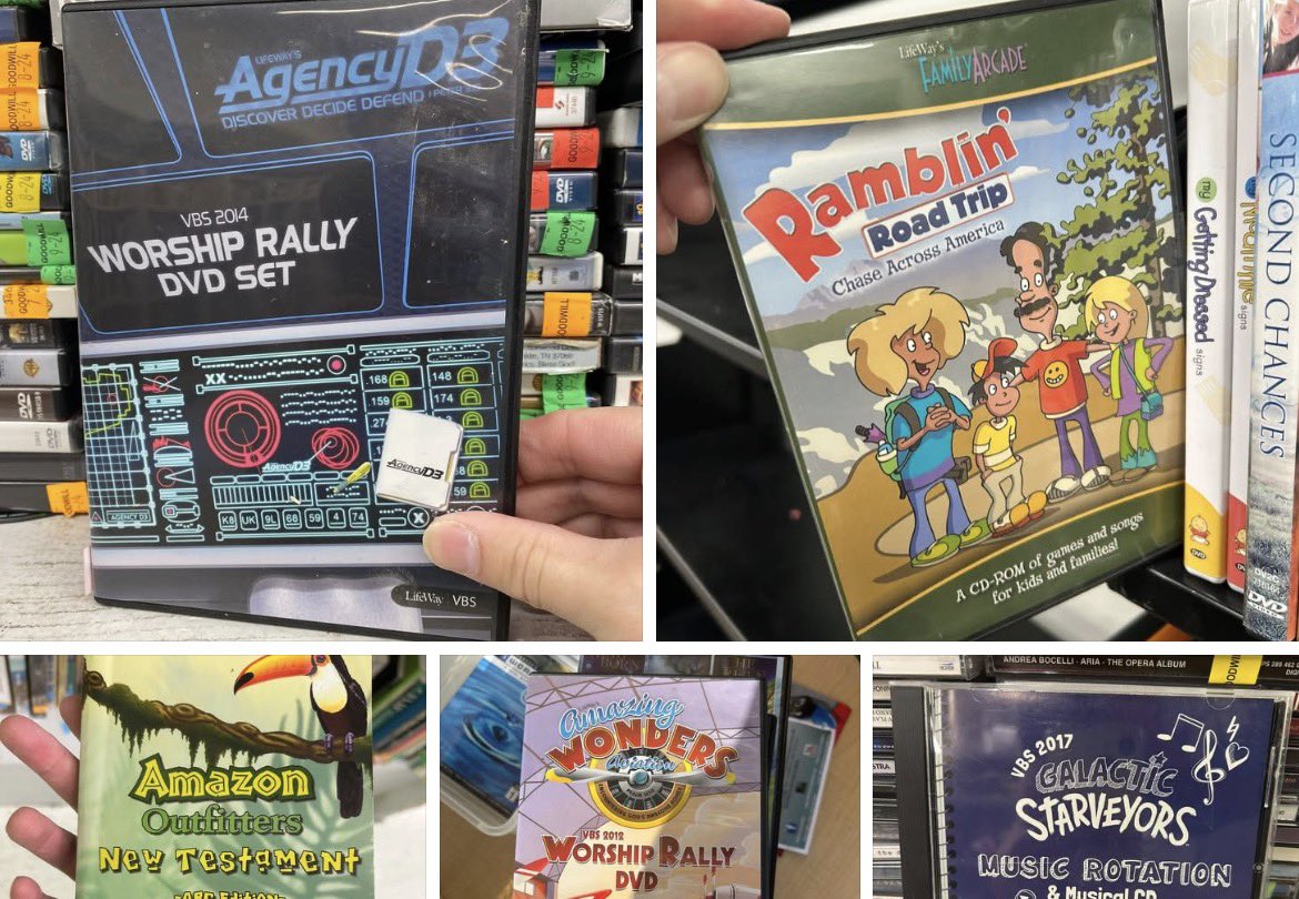 AaronBWilson26's tweet photo. In honor of @Lifeway’s exciting 2027 VBS theme reveal happening today, here are a few past themes I’ve recently stumbled upon while thrifting. https://t.co/yvfCkJ9VT2