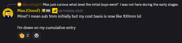 Albert_Cocks's tweet photo. Max  (@MaxbecauseBTC) claims his cost basis on
$Andy is at 100million market cap.   

Meaning he spent at least around 1.500.000$ cash (counting 1 wallet only) and his current investment is worth around 70.000$.   

But he really is one of the unrelenting ones and has promised in @BecauseBitcoin discord that he will never give up on Andy and revealed his plan.  

His plan is to buy up a very large supply of $Andy tokens at around 5million market cap (which is pretty much now), talking about 10% of the supply which he will then use to get it listed on all the biggest exchanges (mentioning Coinbase specifically).   

So dear $Andy , $Wolf , $Brett and $PEPE friends, don't give up!   Keep showing your support on Twitter for these tokens and dont let a single Schwartzman post go without mentioning boys club tokens, let him feel your support and let everyone see it. Don't let people forget !  

(If you believe anything coming out of his mouth)