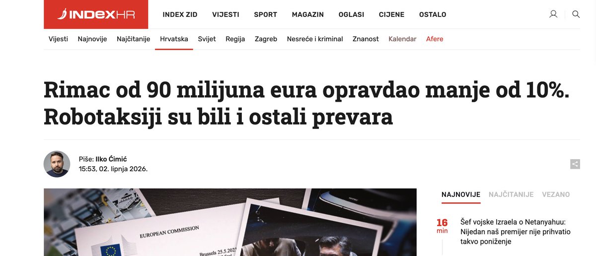 BladeGunner6's tweet photo. čitali smo za vas...

ser, kenj, truć, buć, ukratko: opet index defecira u javnom prostoru...

projekt izrade Levela 5 košta prije 180 milijardi €, dakle 1000x više od onog što je rimac grupa dobila od eu.

ako ideš za 2k€ kupovati jaguara, što misliš da ćeš dobiti?🤔 https://t.co/VPIbI98X3f