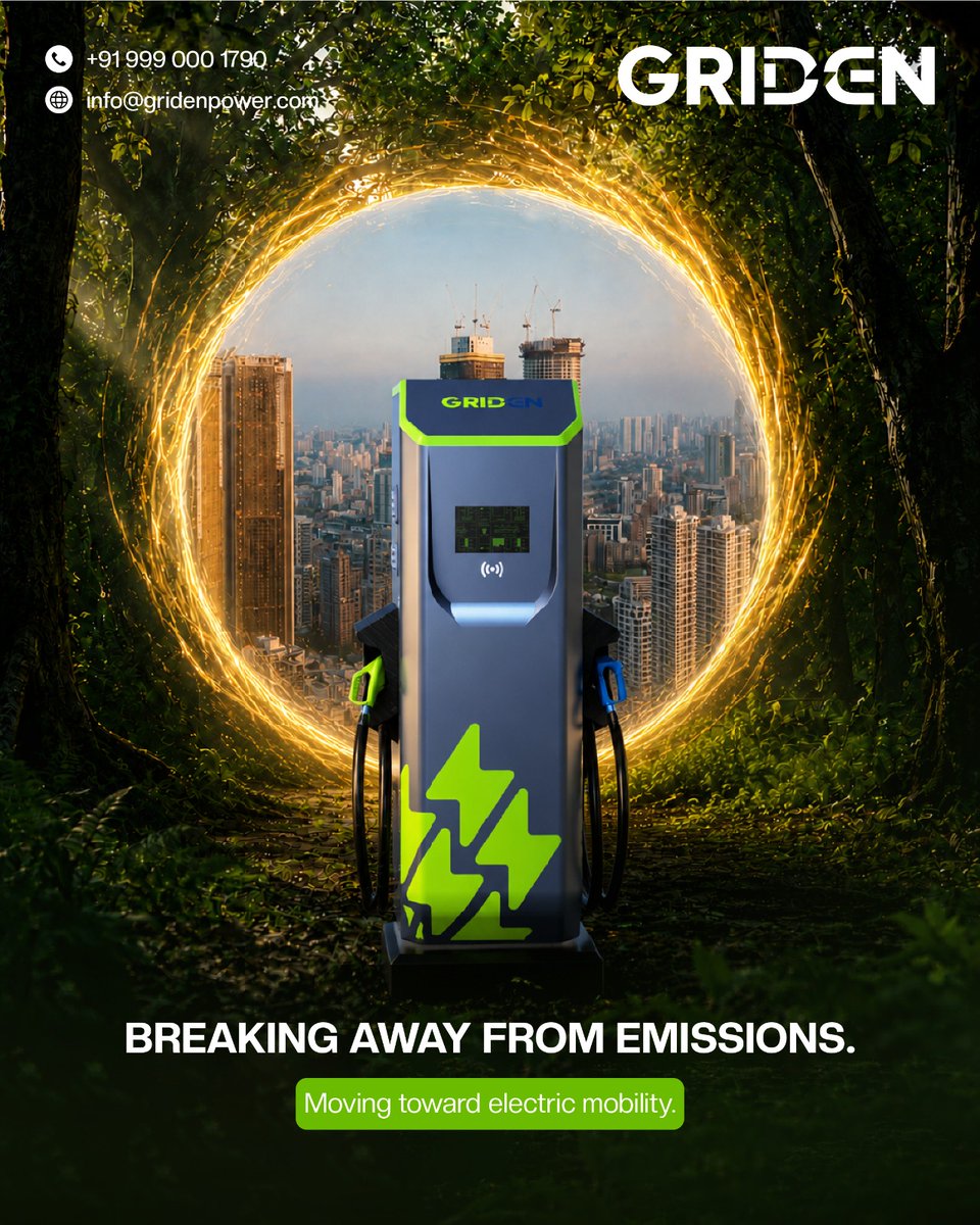 gridenpower's tweet photo. The future of mobility is cleaner, smarter, and electric. ⚡

Every EV on the road is a step toward reducing emissions and building a more sustainable tomorrow.

Cleaner journeys start today.

#ElectricMobility #EVIndia #CleanEnergy #SustainableMobility #EVCharging https://t.co/85dcwJtDDQ