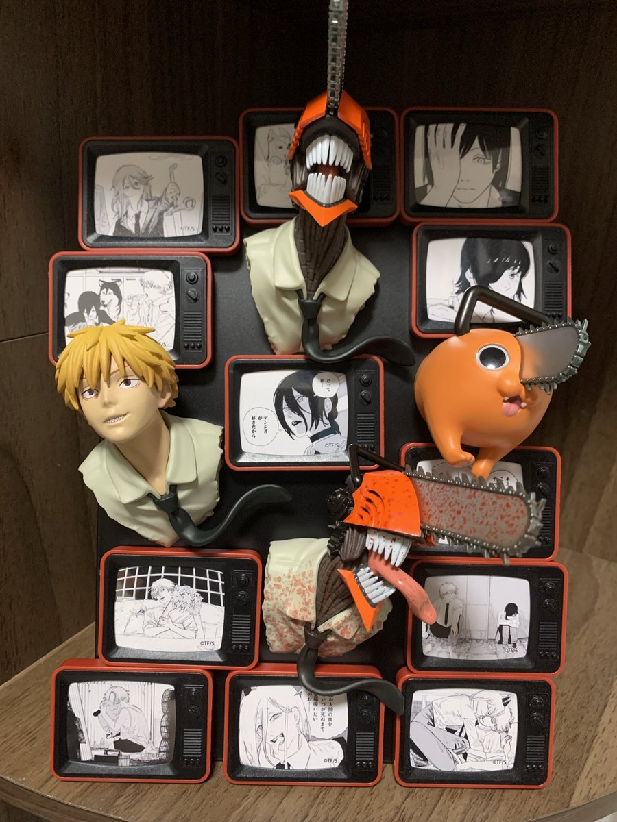 24014One's tweet photo. チェンソーマンのモーションマグネットいい感じにディスプレイできた\( ´˘`)/ https://t.co/p5eE5YAHKz