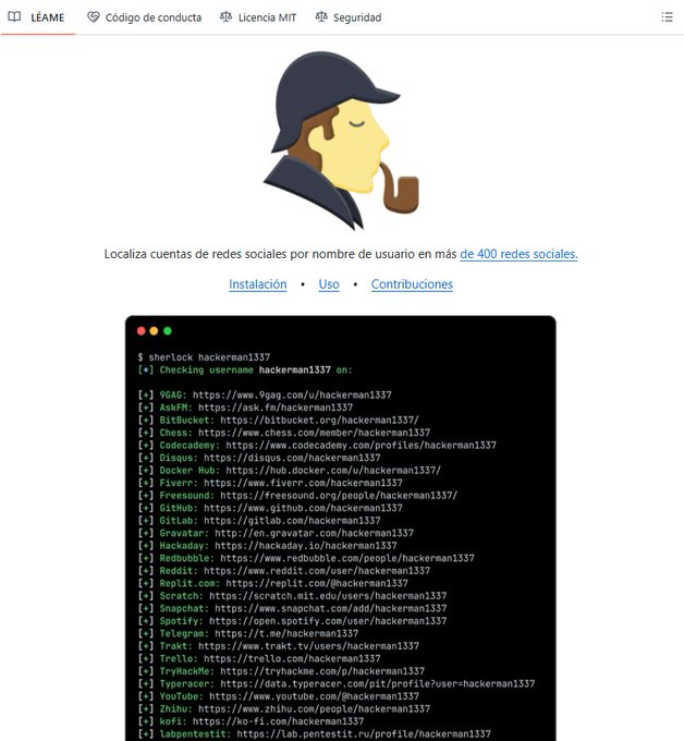 _guillecasaus's tweet photo. Un solo comando puede encontrar todas tus cuentas en internet.

Han creado una herramienta llamada Sherlock que localiza perfiles asociados a un usuario en más de 400 plataformas.

Tiene más de 82.4k stars en GitHub, es gratis y open-source.

Aquí te explico cómo funciona 👇 https://t.co/61O64F5NDT