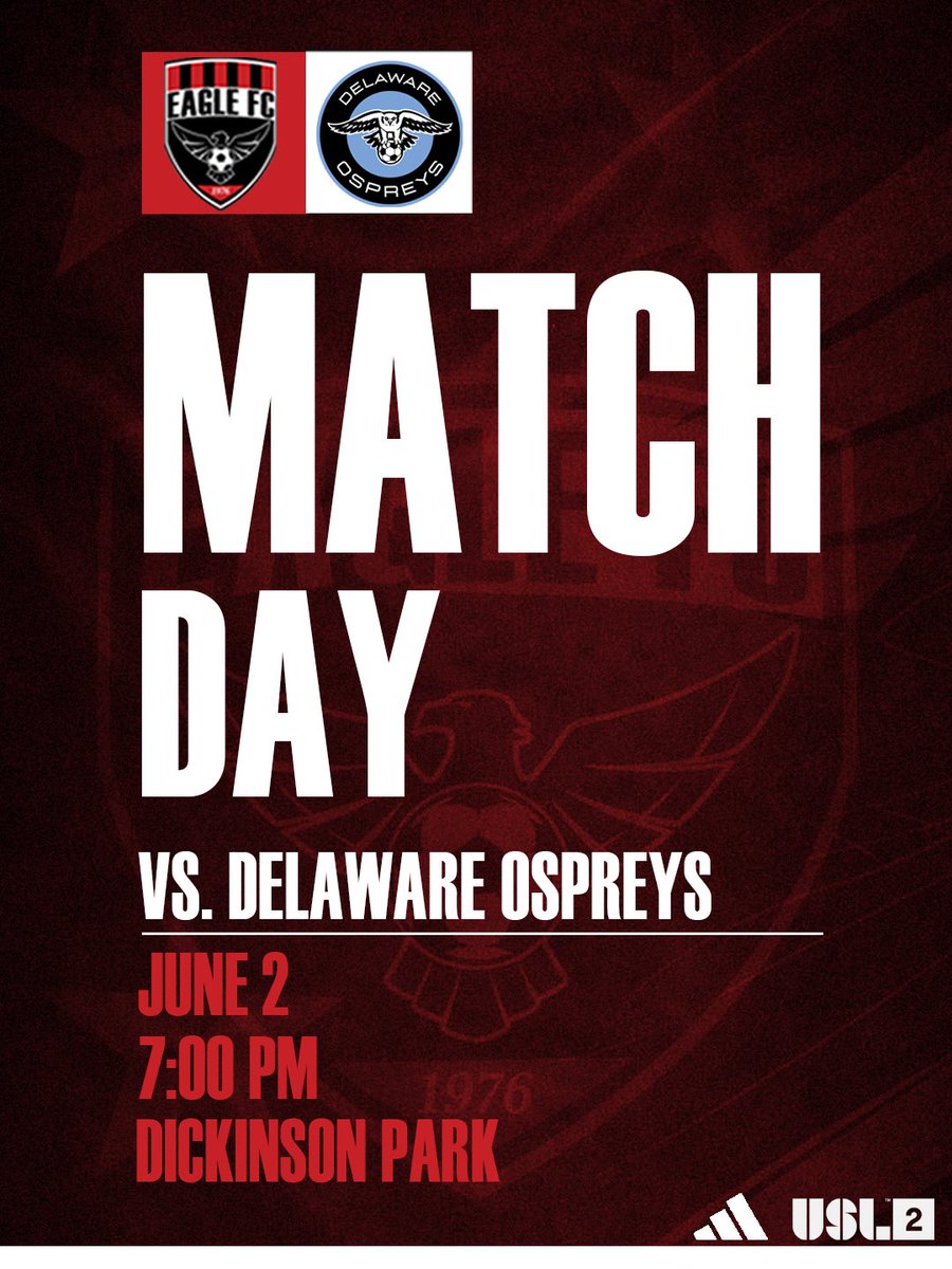 eaglefcmen's tweet photo. The stage is set 

🆚 Delaware Ospreys
⏰ 7:00 PM
🏟️ Dickinson Park 

90 minutes under the lights ⚽️ https://t.co/GKudSv7izx