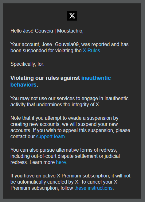 _MMoustachio's tweet photo. To the GoMining community,

I’ve been mostly inactive on my main account for the past 3 months due to an ongoing issue with my X account (@Jose_Gouveia09), which has been suspended.

I wanted to explain why I’ve been away and what has been happening behind the scenes. https://t.co/1LxlUJnQoC