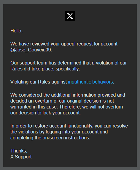 _MMoustachio's tweet photo. To the GoMining community,

I’ve been mostly inactive on my main account for the past 3 months due to an ongoing issue with my X account (@Jose_Gouveia09), which has been suspended.

I wanted to explain why I’ve been away and what has been happening behind the scenes. https://t.co/1LxlUJnQoC