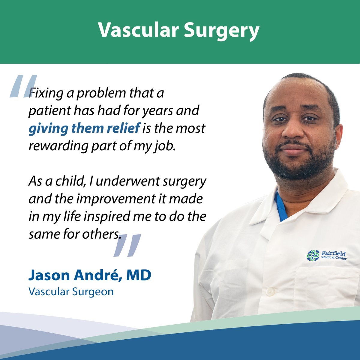 FMCHealth's tweet photo. As a vascular surgeon, Jason André, MD, finds that working with patients to improve their quality of life is the most rewarding part of his job. Learn more about FMC’s comprehensive cardiovascular services at https://t.co/0zbe7ufakj https://t.co/BolhG9SYsv