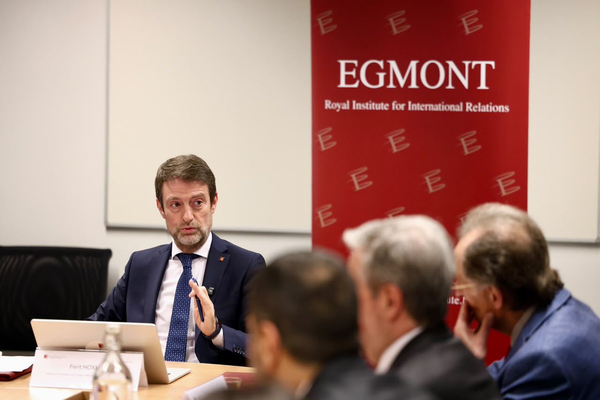 AgronBajrami's tweet photo. Delighted to participate in the Egmont Institute roundtable on “EU Enlargement: Albania’s View,” featuring Minister @HoxhaFer's reflections on Albania’s impressive progress toward EU membership.
Valuable exchanges with colleagues from Belgium, North Macedonia and Montenegro, as well as leading Brussels think tanks, on the future of enlargement and European integration in our region.
I congratulated my dear friend Minister Hoxha on #Albania’s success, which is also a success for #Kosova, for the Western Balkans, and for the European Union.
Each step forward strengthens our region’s stability, prosperity and European future.
Stronger together on our shared European path.
