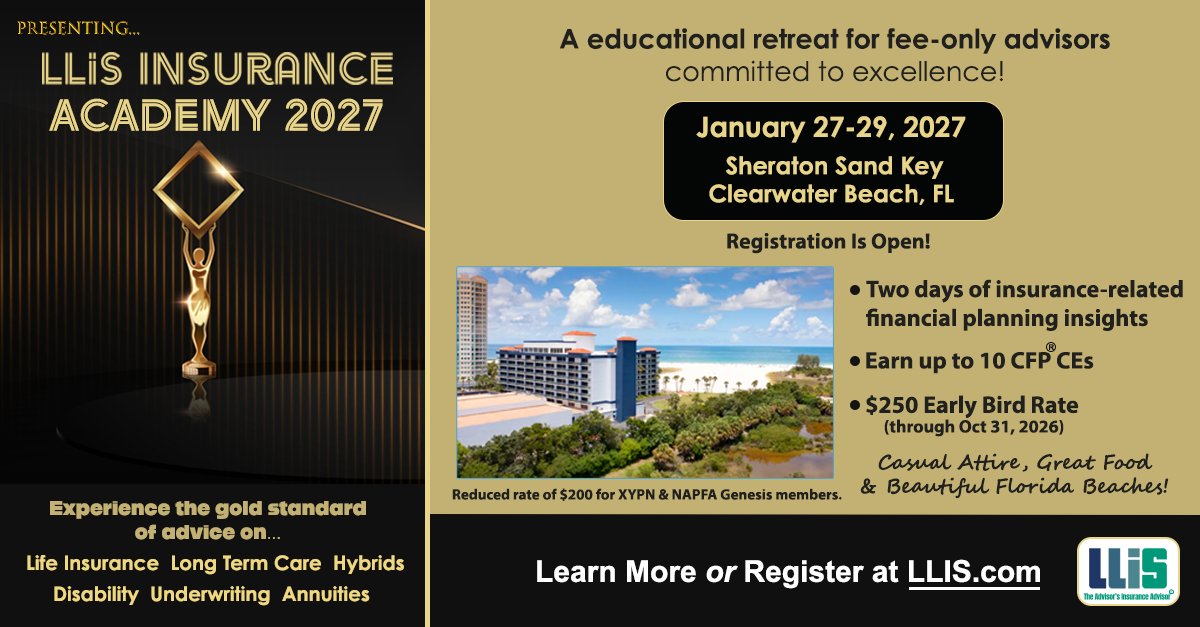 teamLLIS's tweet photo. Attention fee-only financial advisors! Earn up to 10 CFP credits on beautiful Clearwater Beach, FL in January 2027. 

Learn more or register: https://t.co/y2sNVkaSae https://t.co/sdZsrAwTlm