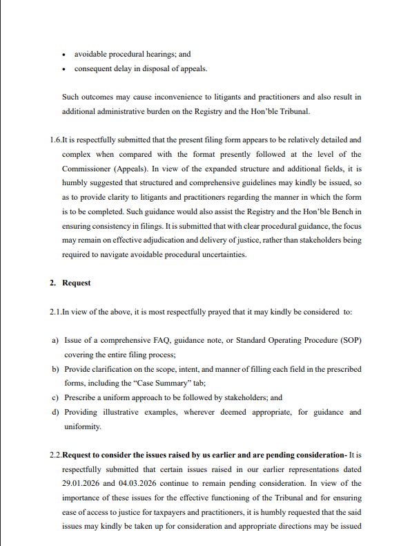 haldiaarpit's tweet photo. Dear Members and Professional Colleagues , 

We wish to inform you that the Marwar GST Appellate Tribunal Bar Association has submitted representation Dated 2nd June 2026 before the Hon’ble President, Goods and Services Tax Appellate Tribunal, New Delhi.

The representation requests the GSTAT to issue clear, standardized guidance/FAQ on filing procedures to address inconsistencies and prevailing confusion. It highlights that absence of uniform instructions is leading to divergent practices, procedural defects, and delays in appeal processing.  The Association also seeks early consideration of pending issues from earlier representations to streamline procedures and improve the efficiency of the tribunal.

This representation is part of our initiative to provide constructive inputs that can support the effective functioning of the GST Appellate Tribunal. Through such efforts, association seeks to contribute positively towards strengthening the GST Appellate Tribunal Framework.

With Kind Regards 

CA Pradeep Jain Adv CA Dr Arpit Haldia
President Secretary
